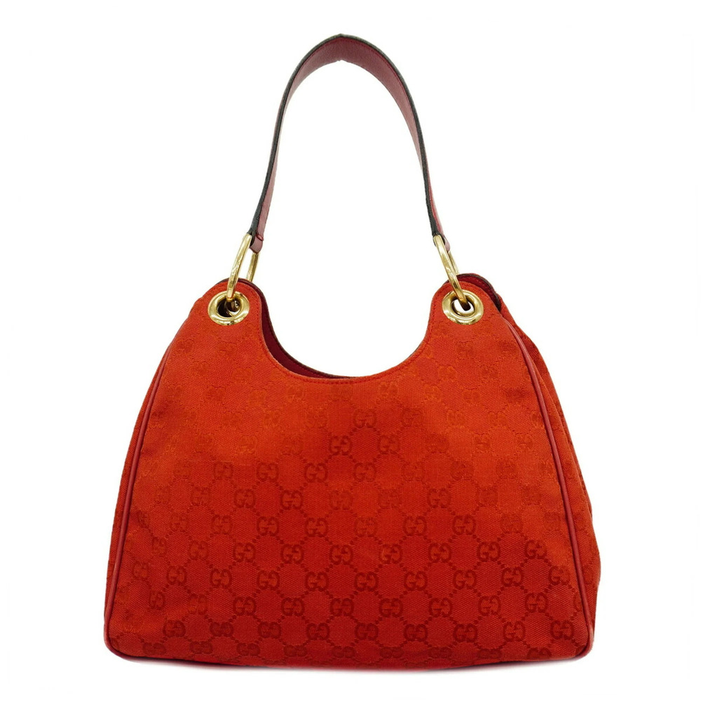 Gucci GG Canvas Shoulder Bag 257265 Red Champagne Women's